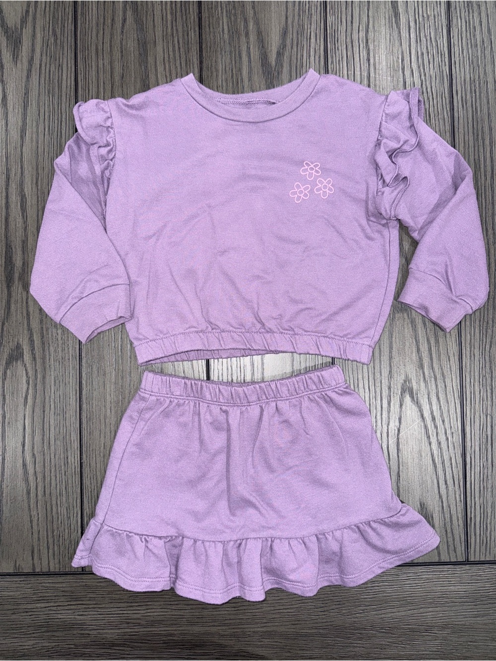 Okie Dokie Girls Long Sleeve Ruffle Sweatshirt and Skort Set Purple Size 2T
